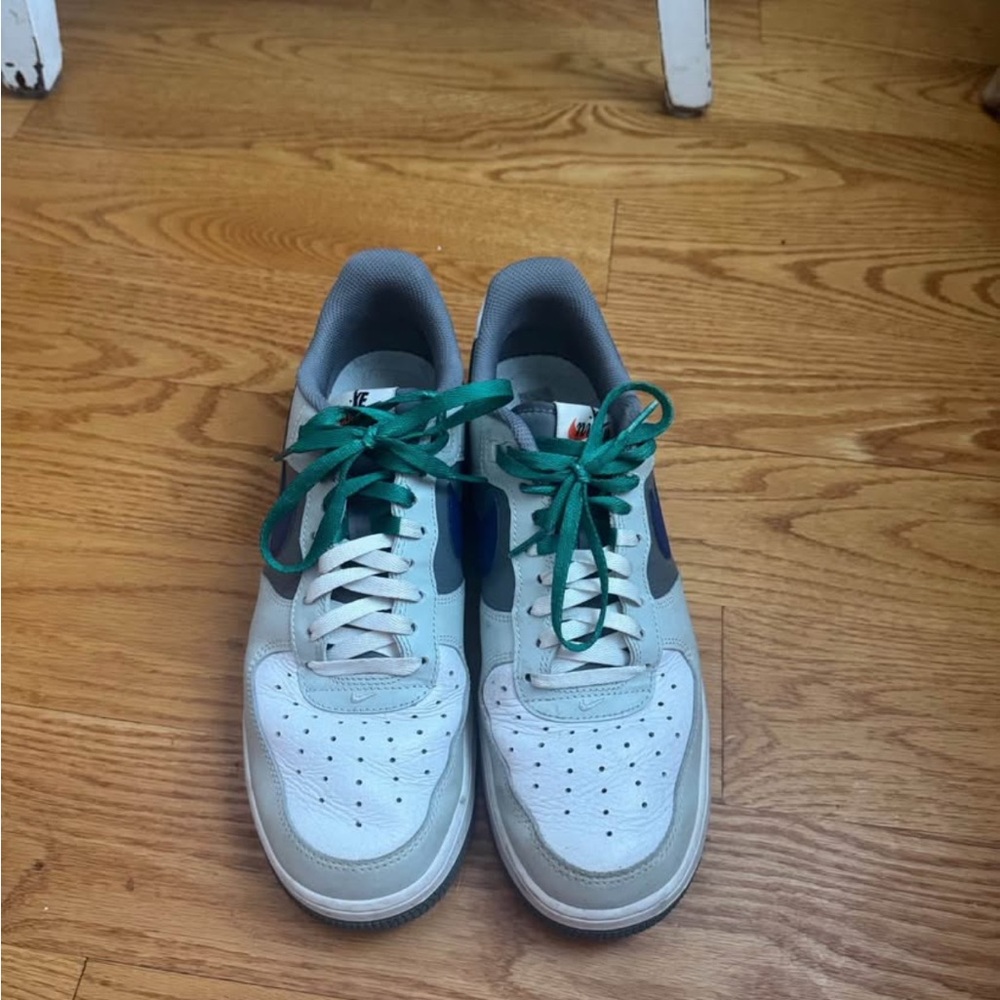 Men's Nike Air Force Ones White and Green Sneakers…Worn only twice